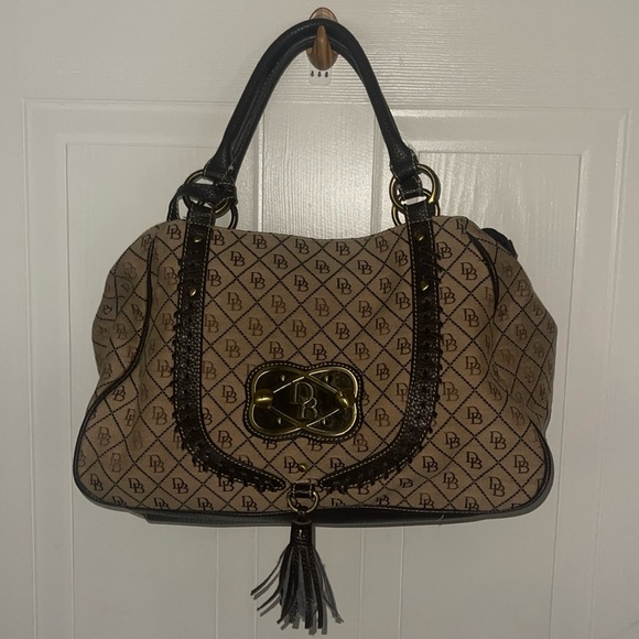Y2K Dooney & Bourke Monogram Canvas Tassle Bag - Picture 1 of 6